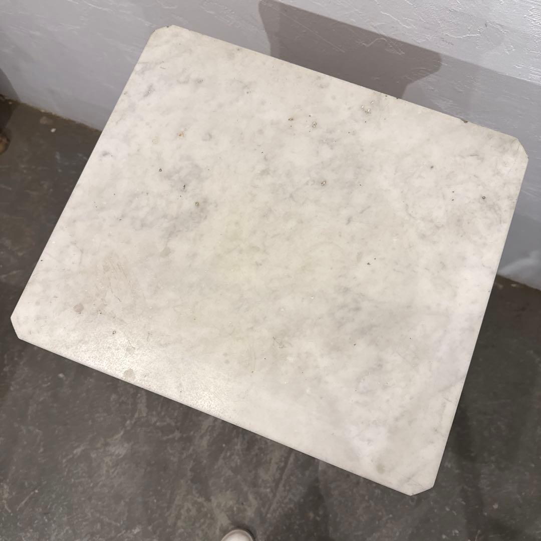 年末年始saleヴィンテージ　サイドテーブル　大理石天板　引き出し／扉収納付き