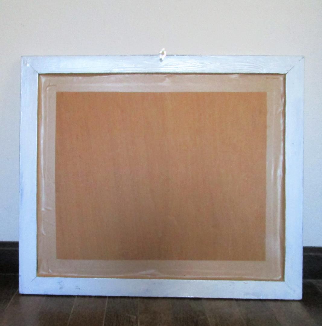 中国刺繍画　蘇州の運河　額縁付き