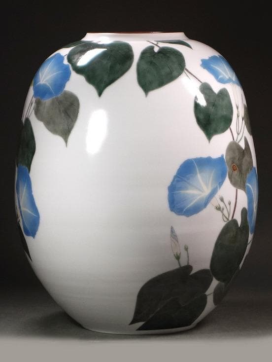 釉描色絵西洋朝顔文壷 高さ37cm 大壺 【堀内淳吾】秀逸作