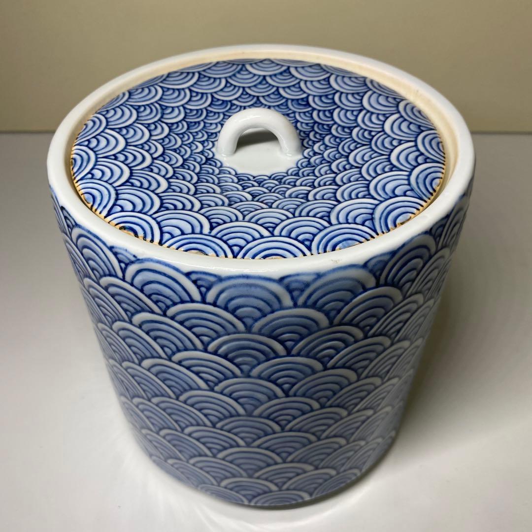 【茶道具】喜兵衛造　青海波水指（共箱）