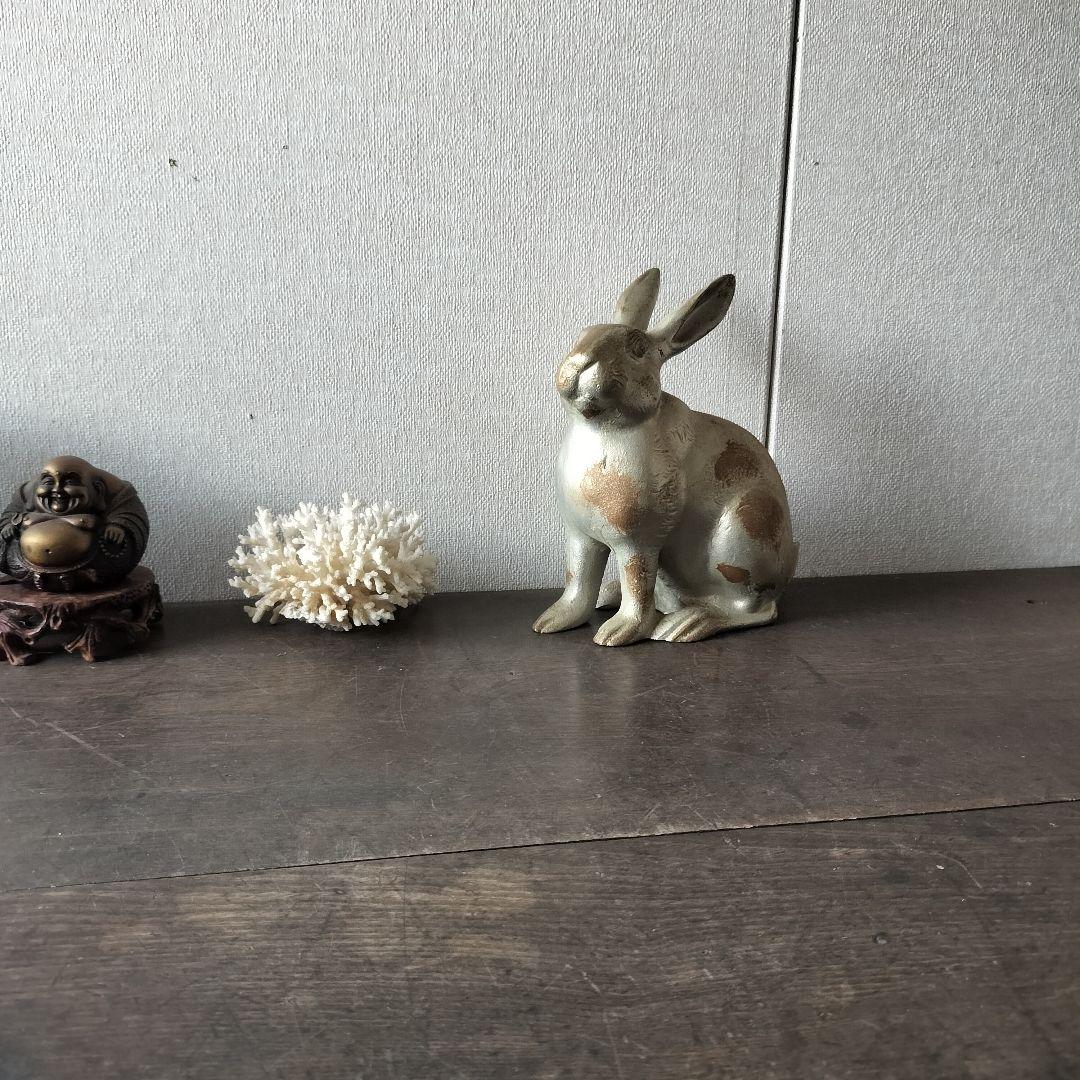 鉄のうさぎ　ラビット　rabbit　置物　アンティーク　金属　インテリア
