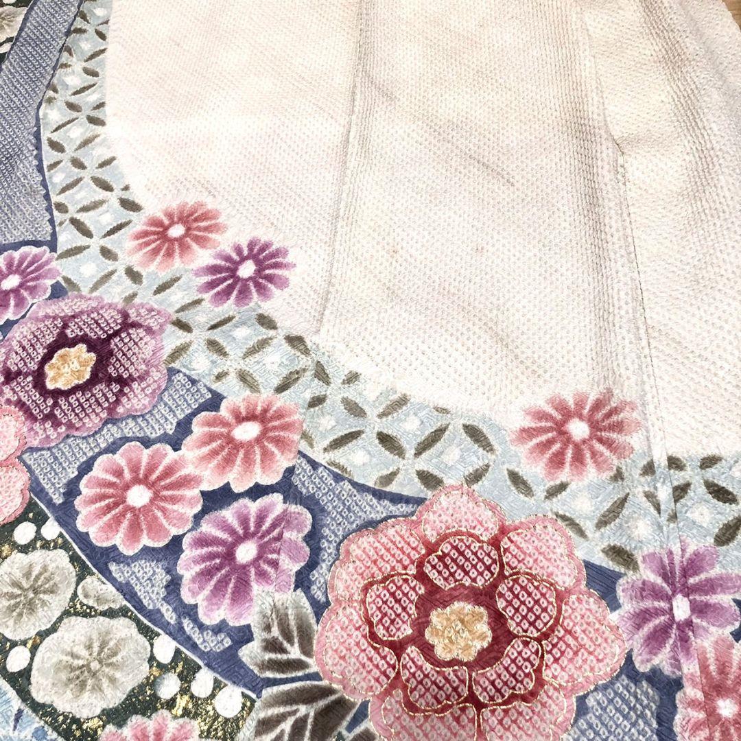 振袖フルセット(7点)・本絞り・総絞り・花模様・金彩加工・逸品