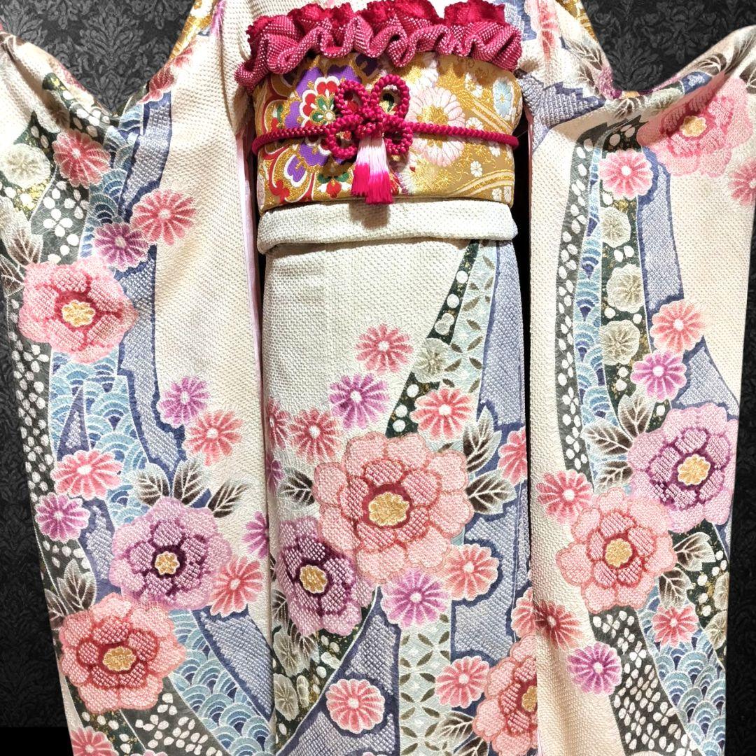 振袖フルセット(7点)・本絞り・総絞り・花模様・金彩加工・逸品