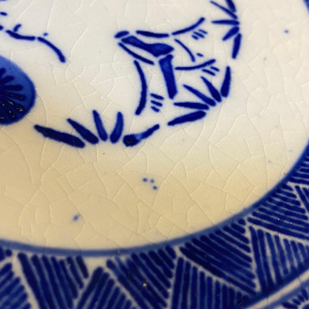 伊万里　古伊万里　中皿　花の図　松竹梅　染付　3客