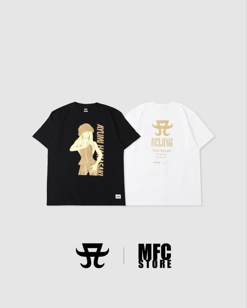 【新品未使用】浜崎あゆみMFCコラボTシャツ北京限定（黒白）ペンライト付き