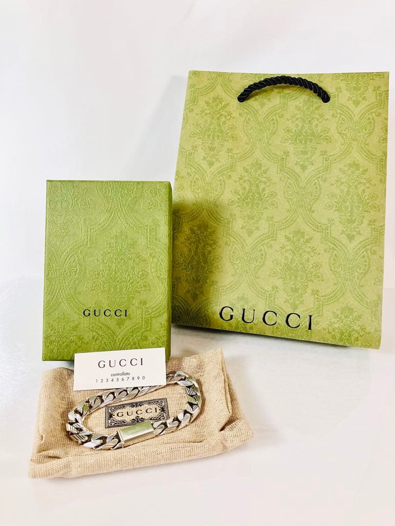 【超美品】GUCCI 喜平チェーン ストライプ ブレスレット シルバー925