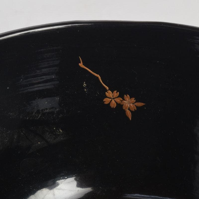 茶道具　春斎銘　陶蒔絵　黒塗　朱塗　波筏瓢箪蒔絵　茶碗　一対　V　8409