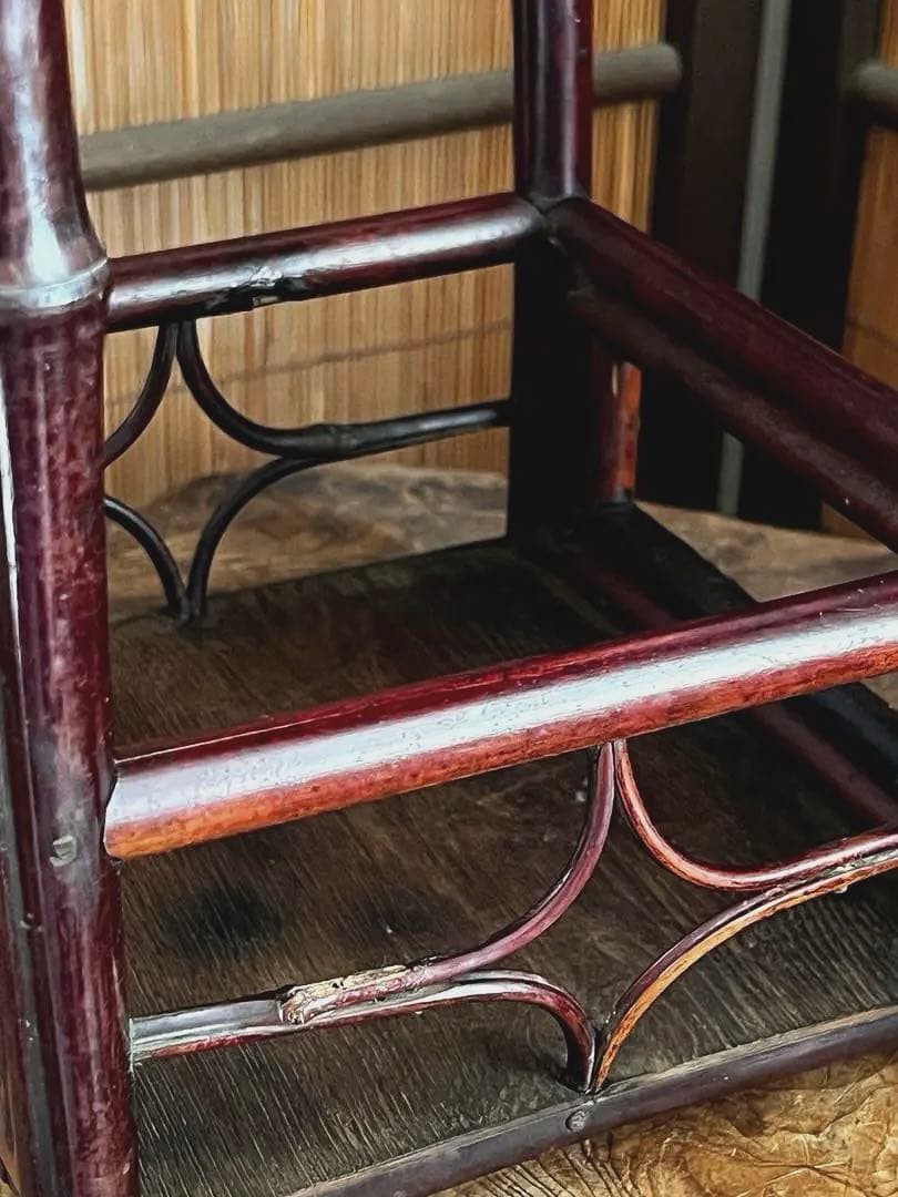 時代 古木 竹工細工 中型 花台 香台 盆栽台