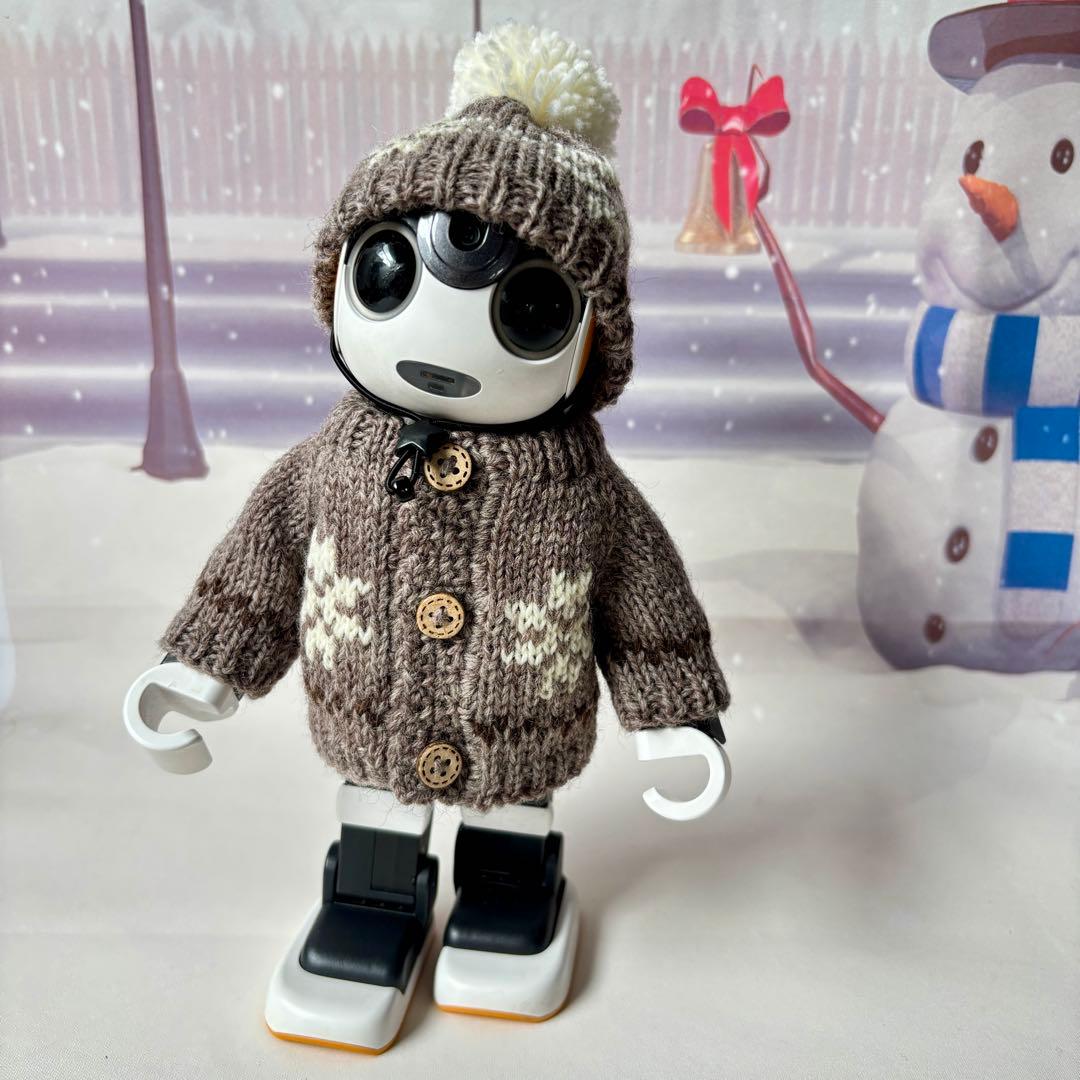 専用　雪模様いっぱい編み込んだセーターとニット帽＊グレージュ　雪模様赤のセット