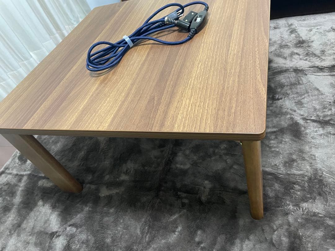 木製ブラウンこたつ 電源コード付き　掛け布団　敷きマット付き