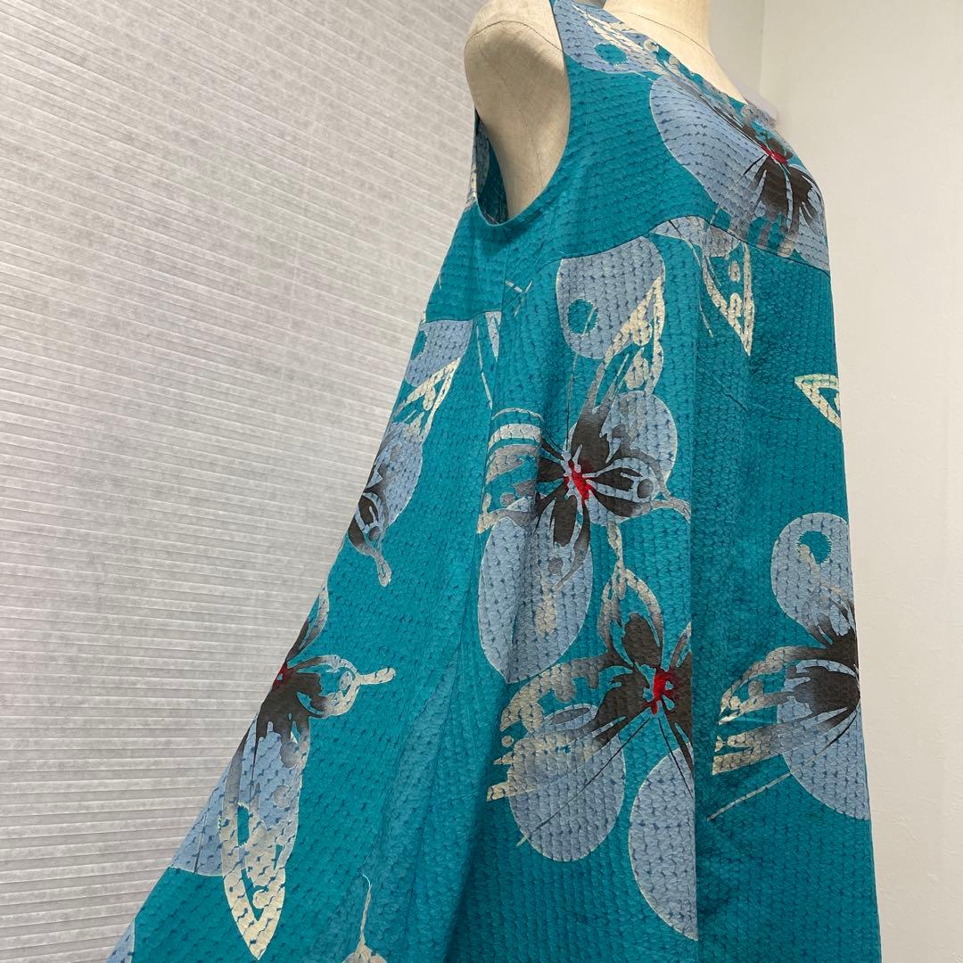 着物ワンピースAラインマキシ丈【127】浴衣反物M〜L