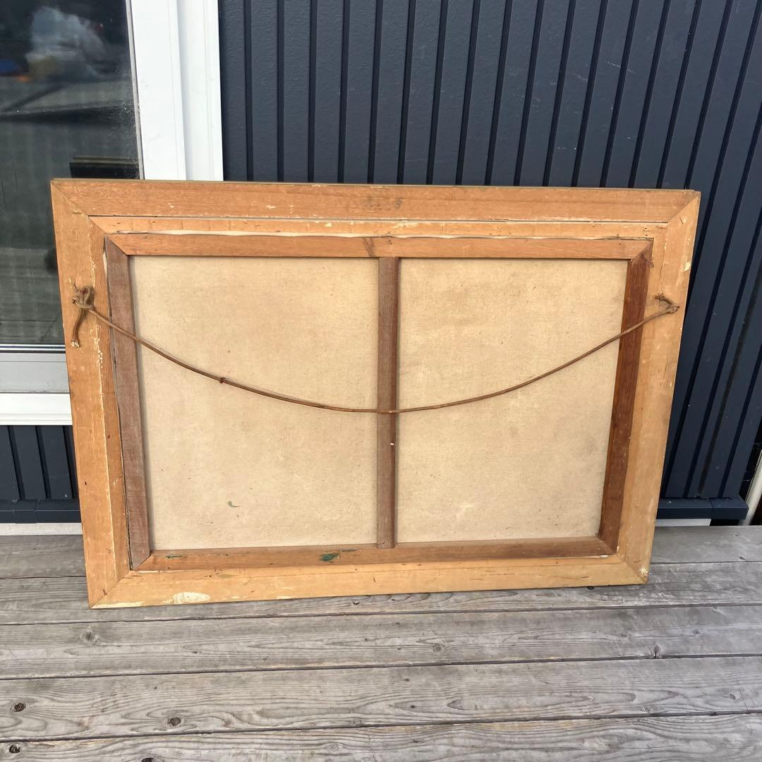 アンティーク More 山の湖畔 肉筆 油彩画 油絵 風景画 金縁額縁 額装絵画