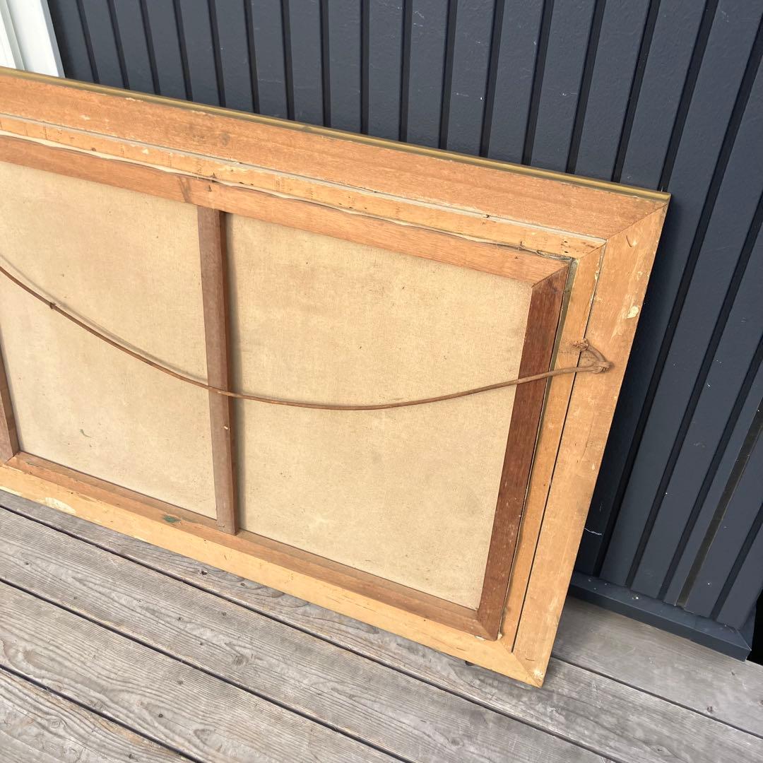 アンティーク More 山の湖畔 肉筆 油彩画 油絵 風景画 金縁額縁 額装絵画