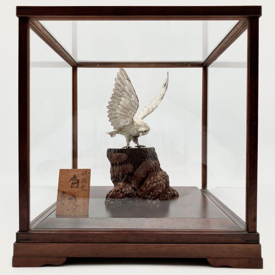 純銀 白鷹 光則作 純銀製置物