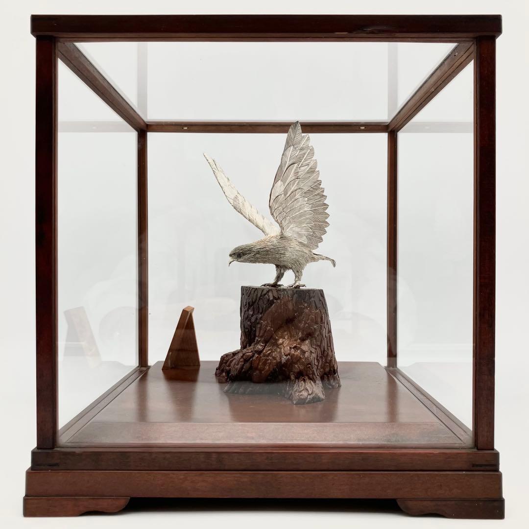 純銀 白鷹 光則作 純銀製置物