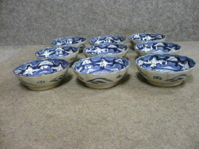 伊万里 染付 なます皿 9枚 [B31375]