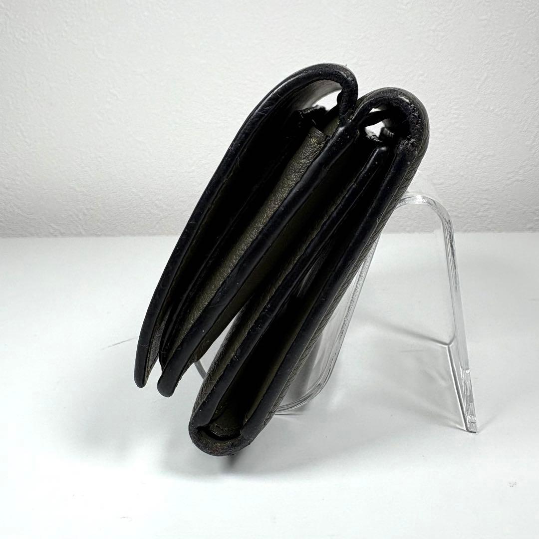 ☆人気☆LOEWE アナグラムロゴ 三つ折り コンパクト財布 カーキ レザー