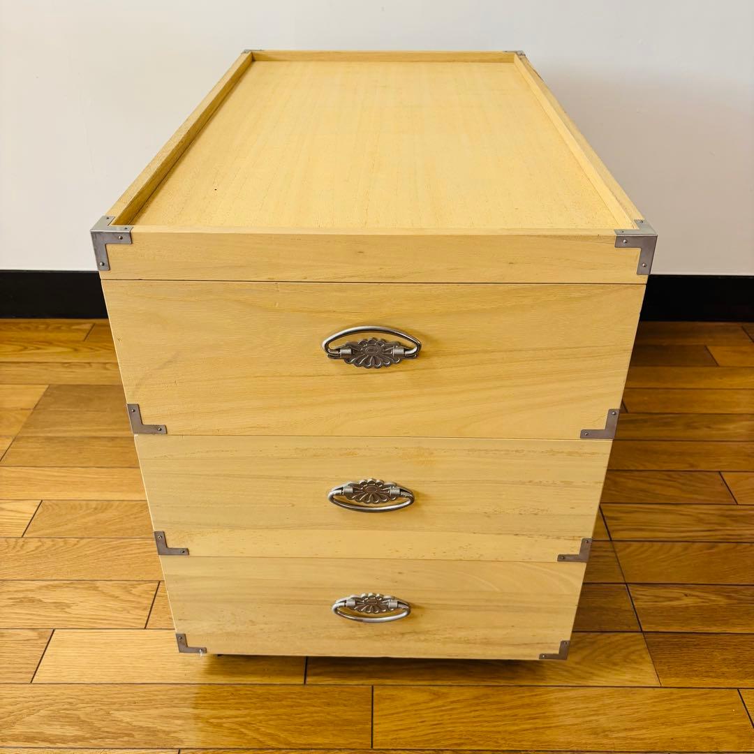 総桐 収納ケース 3段 キャスター付き 押入れ収納