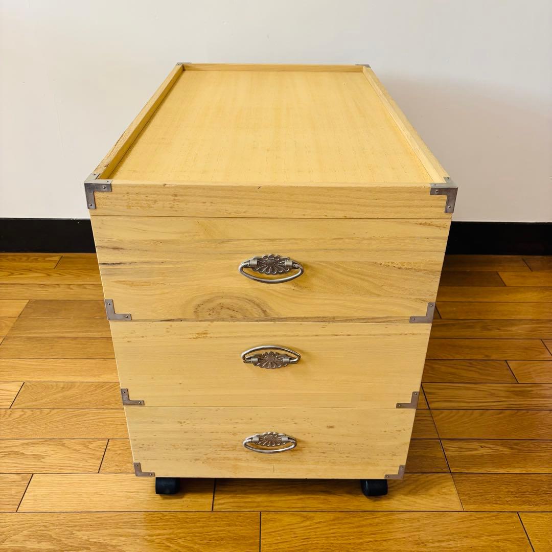 総桐 収納ケース 3段 キャスター付き 押入れ収納