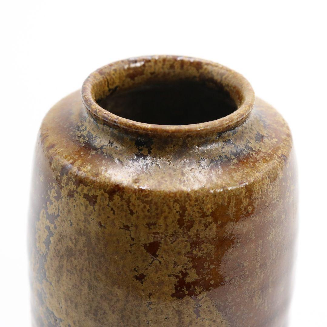 石田陶春作 丹波茶入 仕覆付 茶道具 共箱　C454　NT5