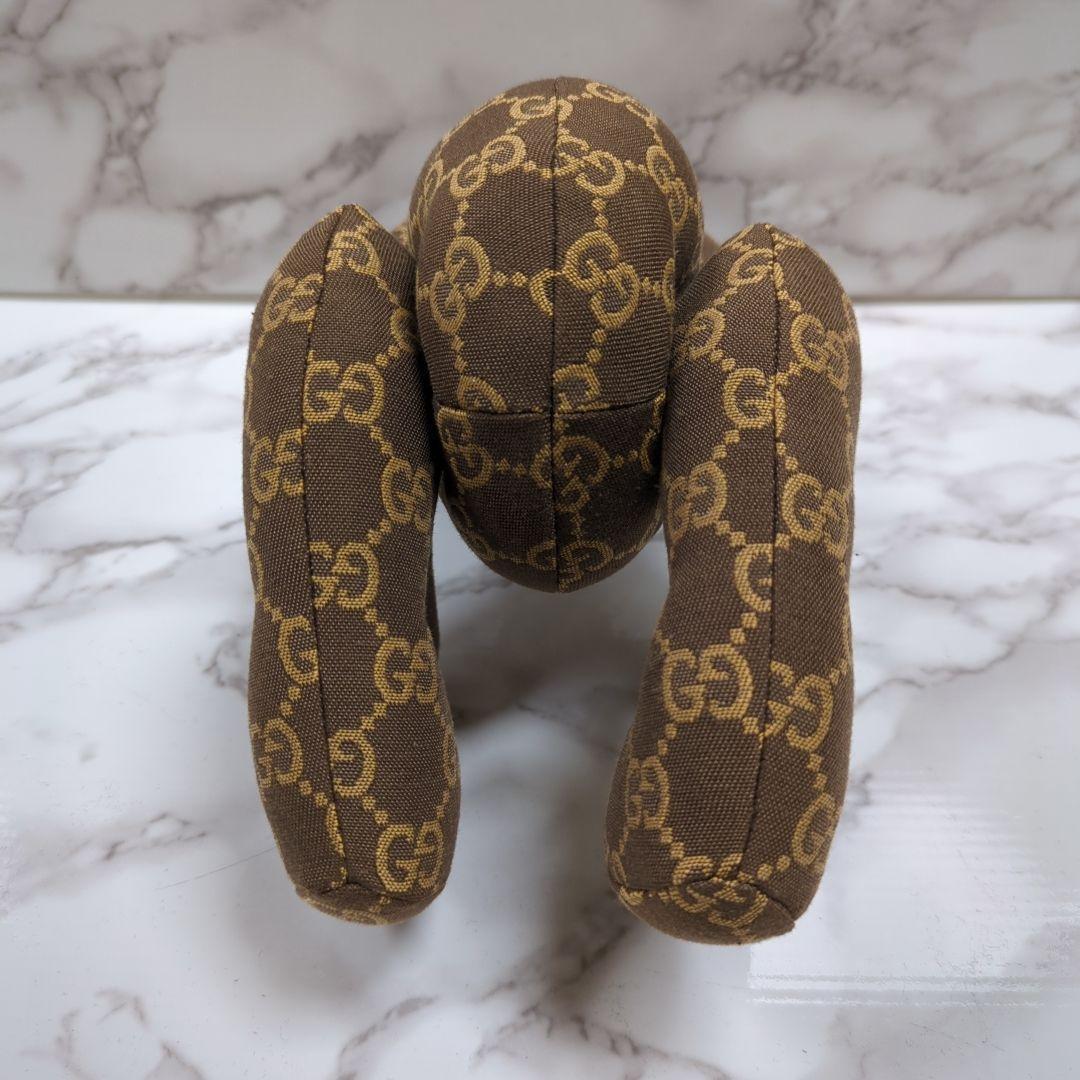 グッチ　GG柄　GGキャンバス　テディベア　くま　ぬいぐるみ　ブラウン　総柄