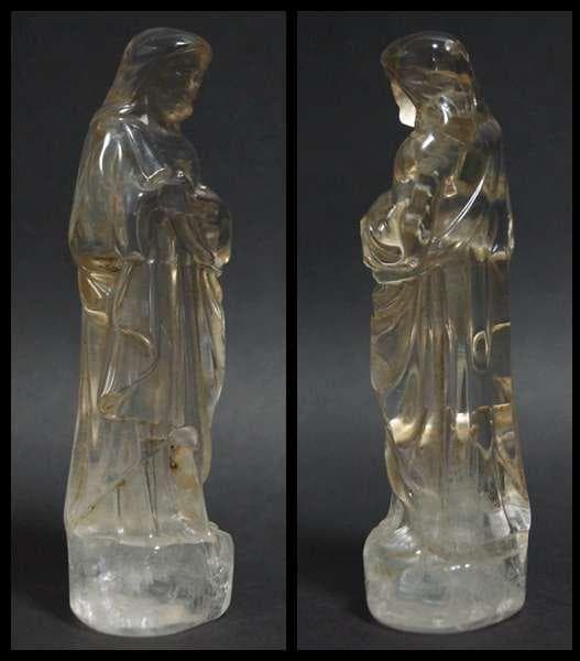 時代高品質高透明度 天然本水晶 細工手彫り彫刻『イエス様』置物