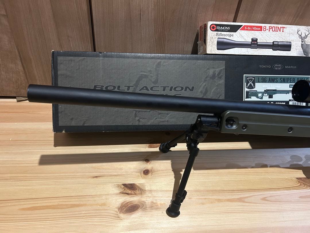 東京マルイ L96 AWS ODストック 実銃用ライフルスコープ+バイポッド