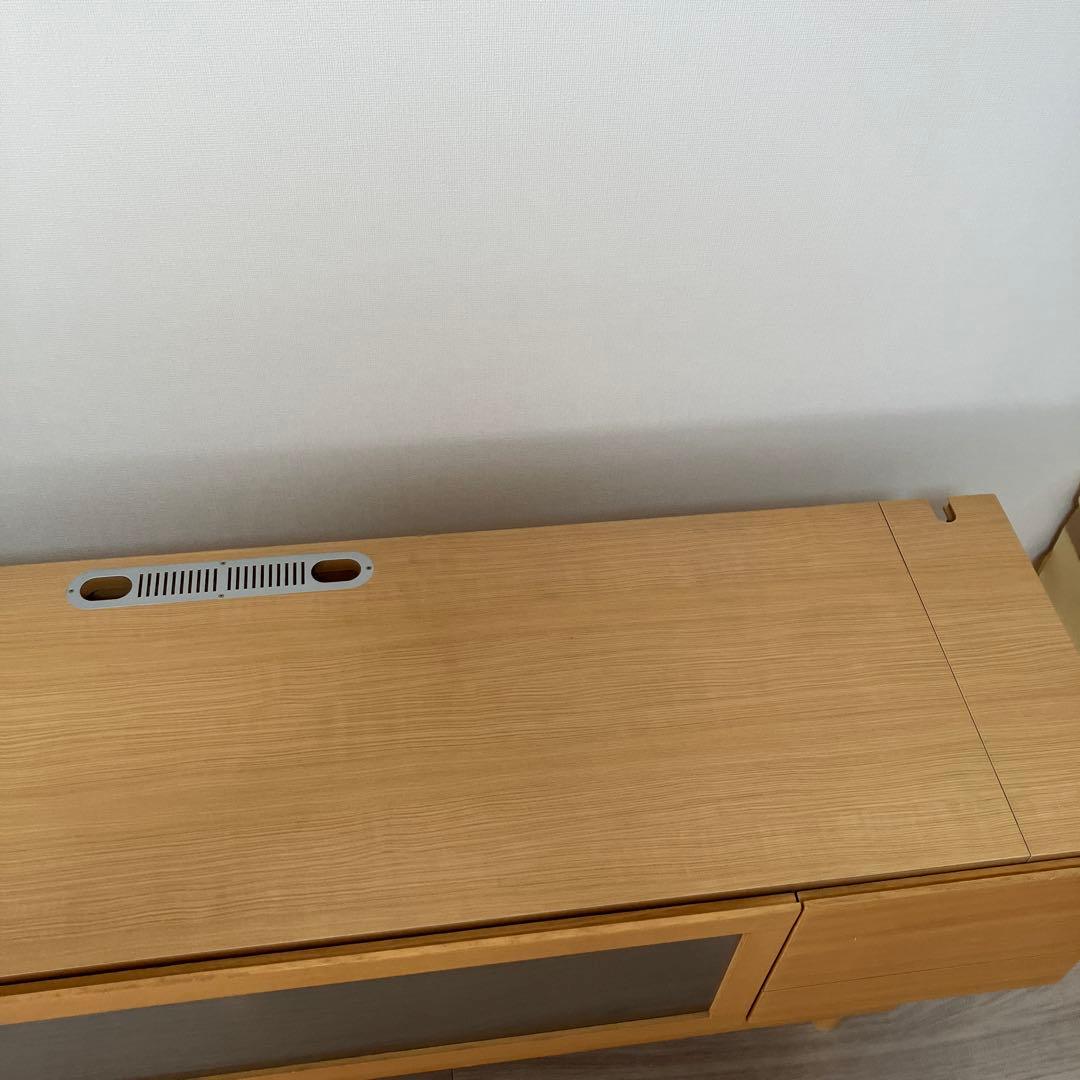 高野木工　ナチュラルウッド テレビボード ガラス扉付き