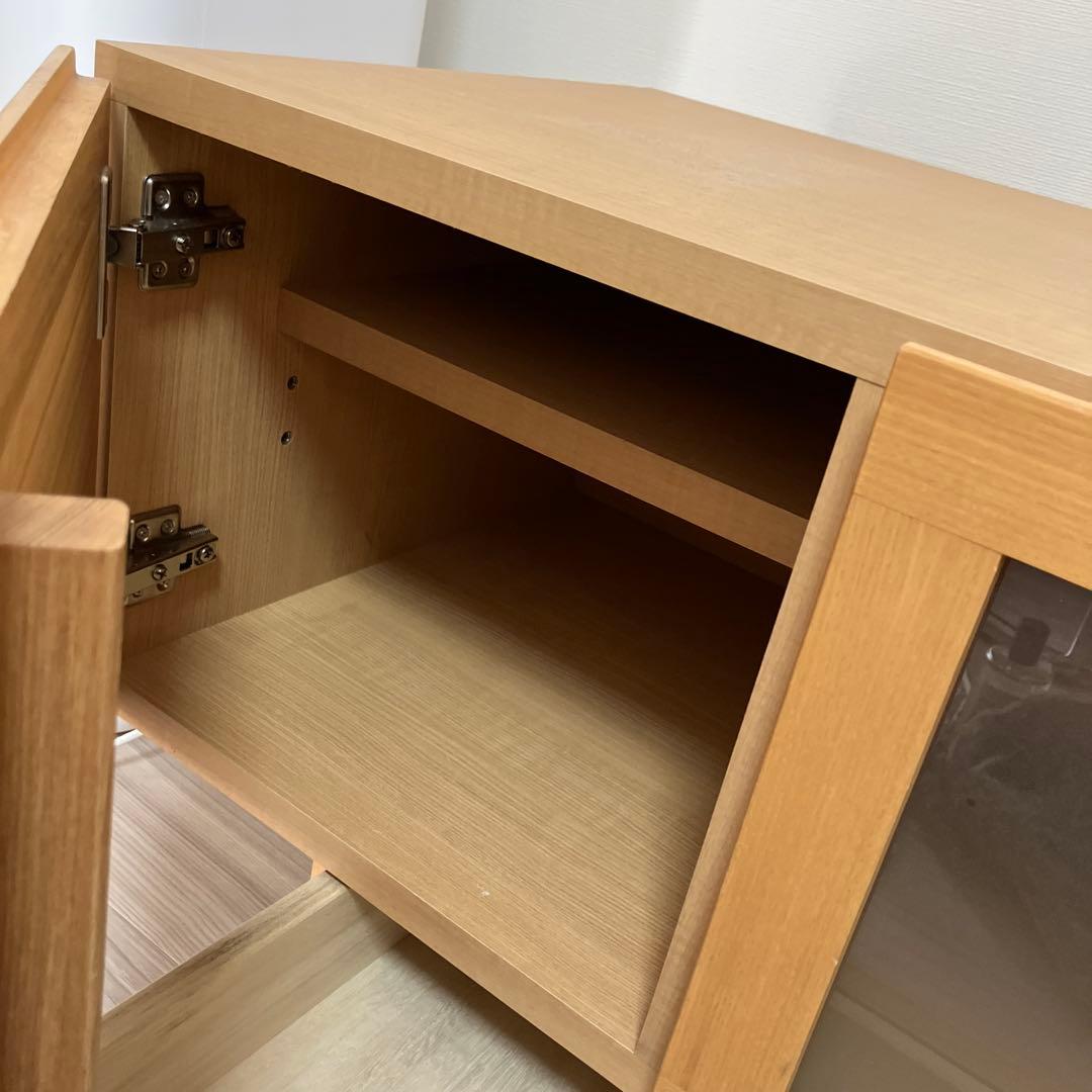 高野木工　ナチュラルウッド テレビボード ガラス扉付き