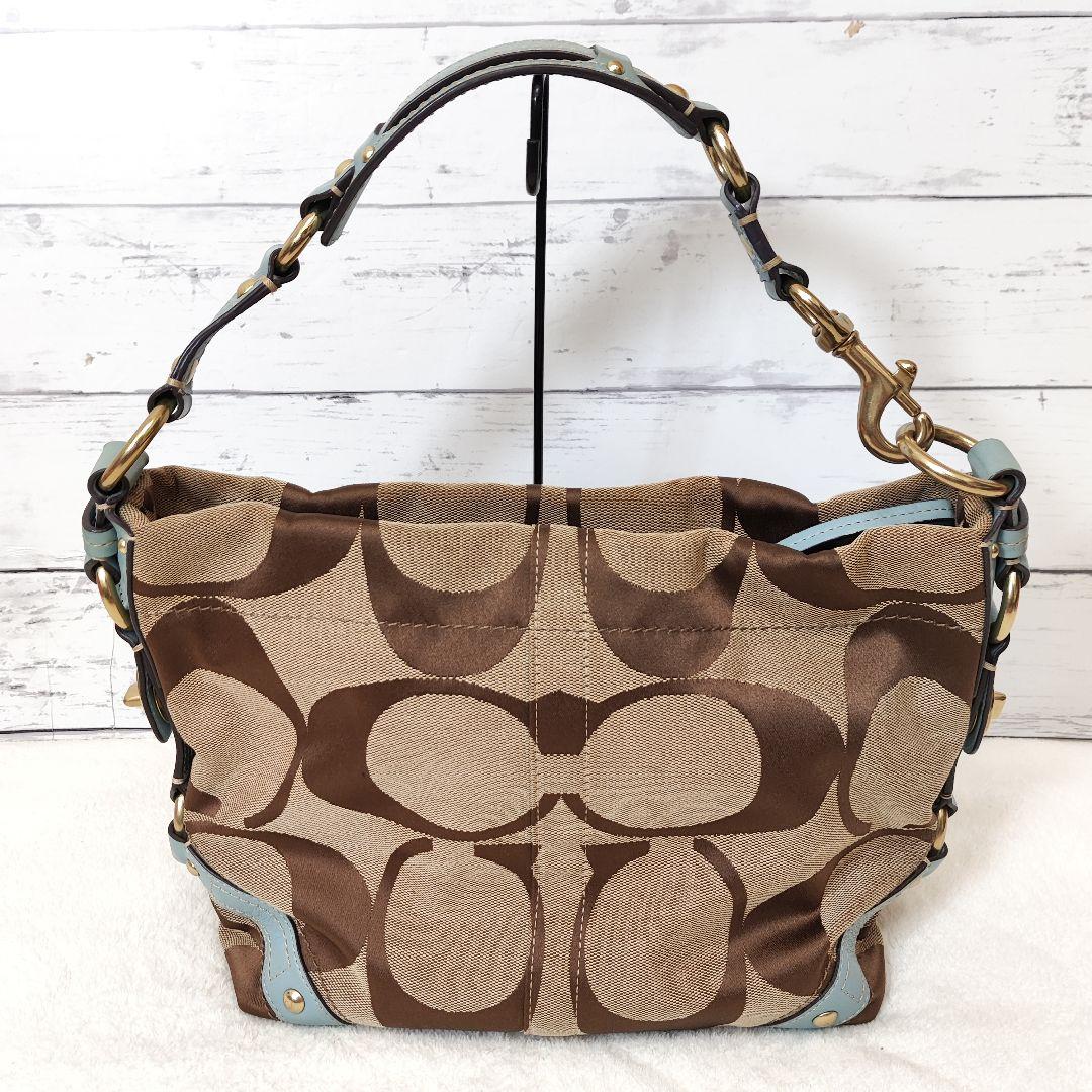 COACH シグネチャー ワンショルダーバッグ 水色 ターンロック y2k