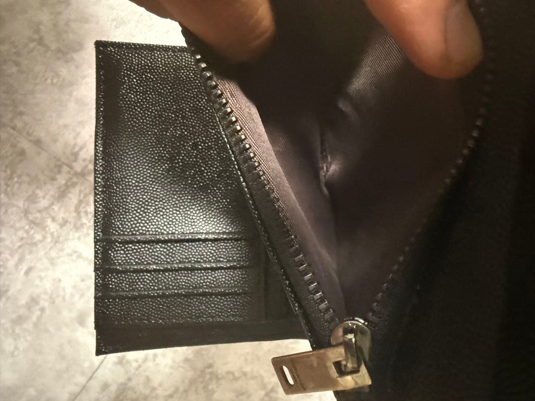 YSL ブラックレザー 三つ折り財布