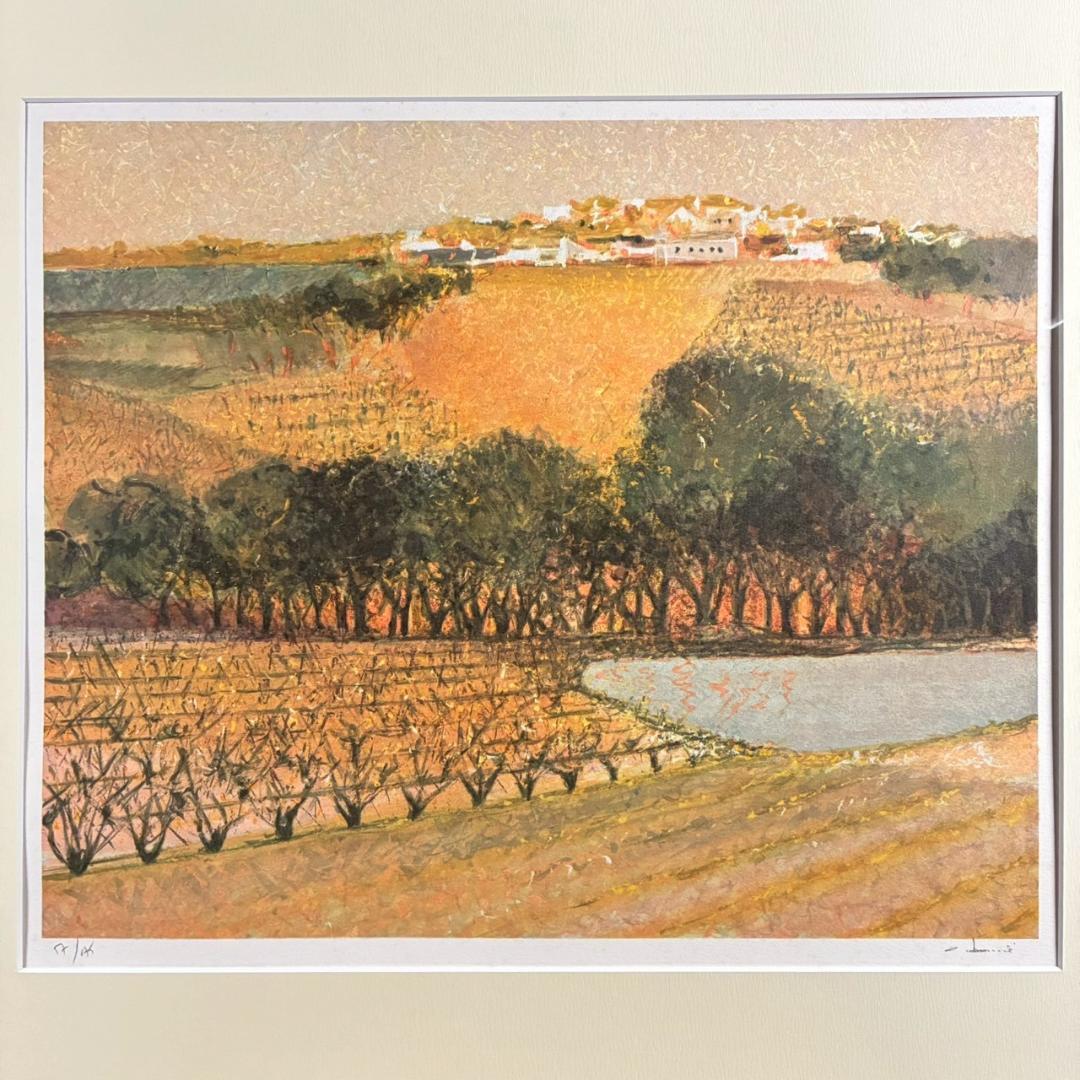 アンドレ・ブーリエ「11月のぶどう畑」リトグラフ 直筆サイン入 額縁入り
