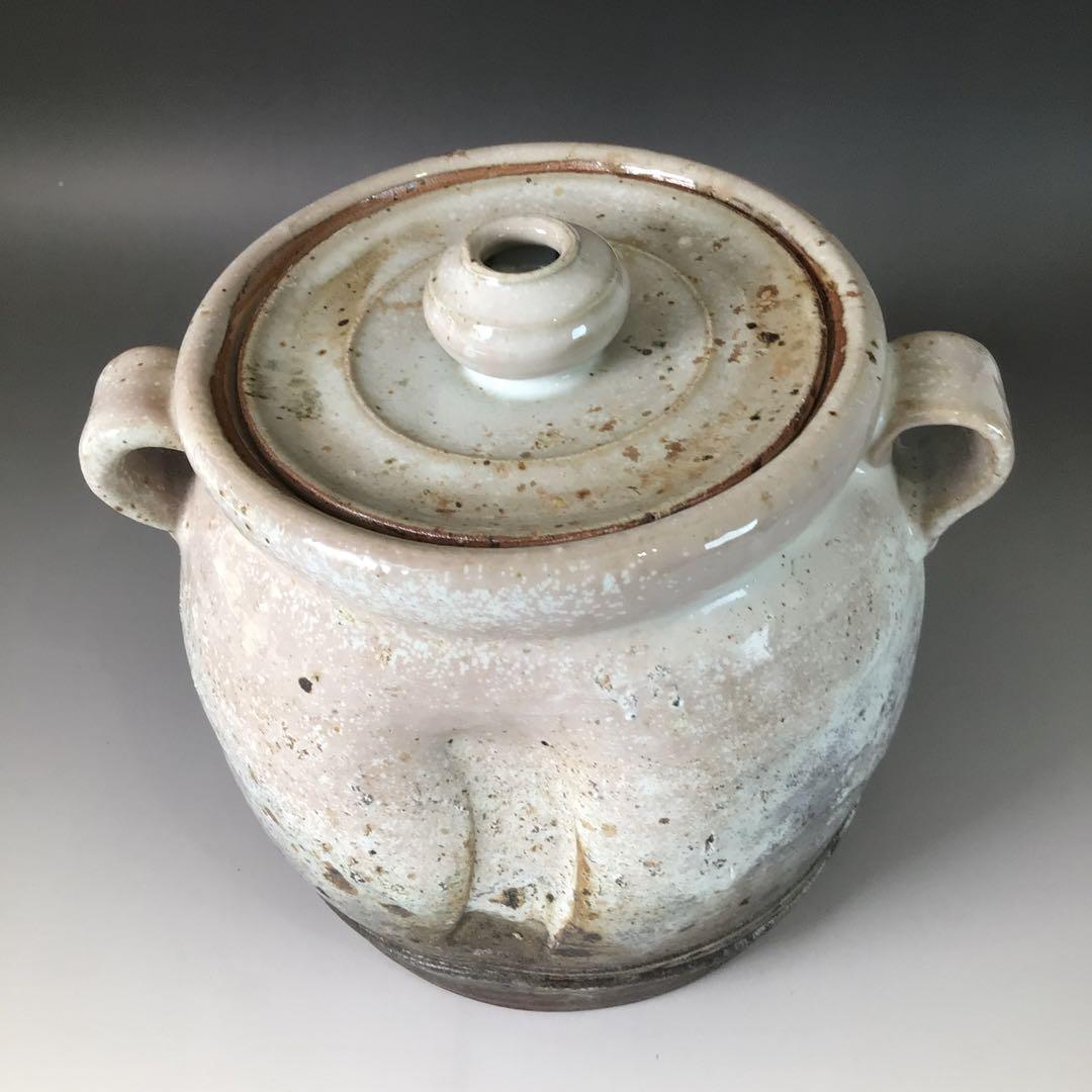 Ｒ８５４　水指　『萩焼』『高見世清光造』『耳付水指』　共箱　茶道具