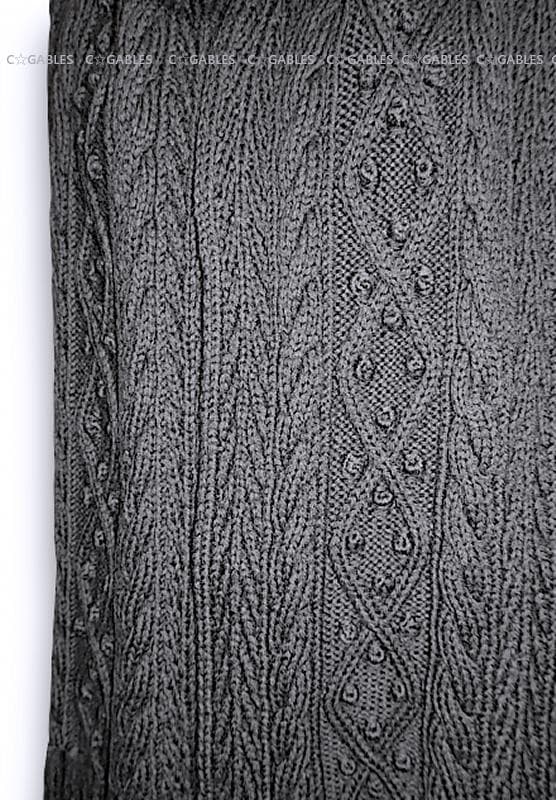 LIMI feu リミフゥ アラン編みフリンジニットマフラー　ヨウジヤマモト