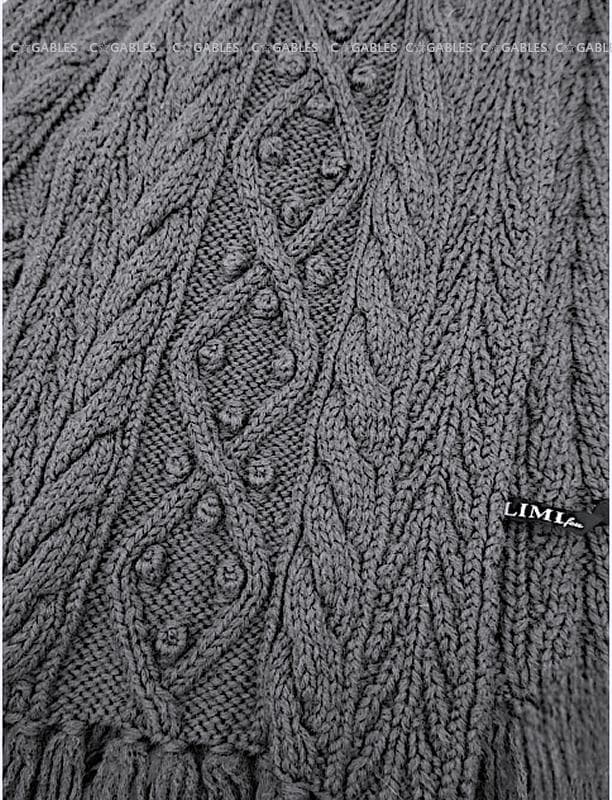 LIMI feu リミフゥ アラン編みフリンジニットマフラー　ヨウジヤマモト