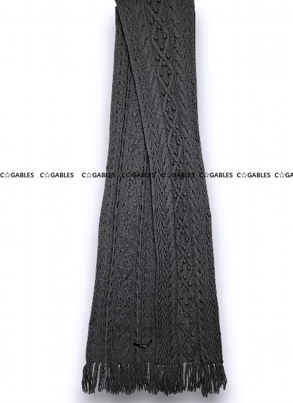 LIMI feu リミフゥ アラン編みフリンジニットマフラー　ヨウジヤマモト