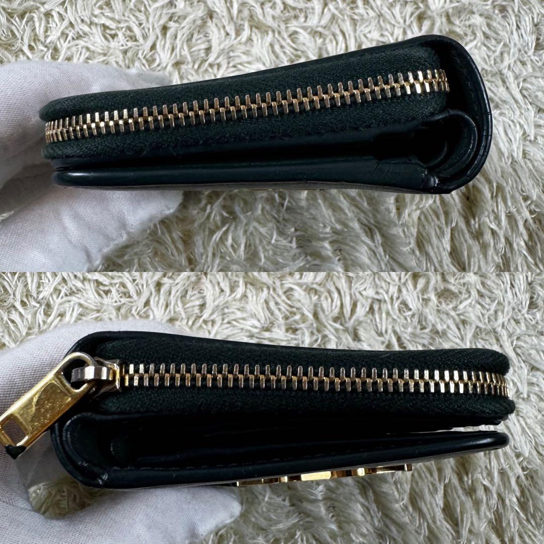 希少カラー✨サンローラン　二つ折り財布　カサンドラ　グリーン　スムースレザー