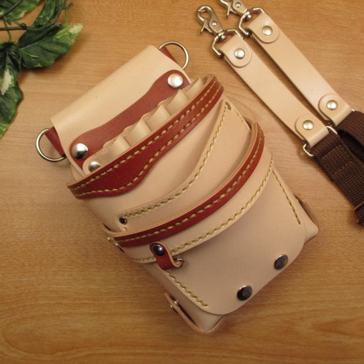 ☆特別価格☆　ヌメ革ナチュラル　６丁差し　 シザーケース　SCY-72/NB