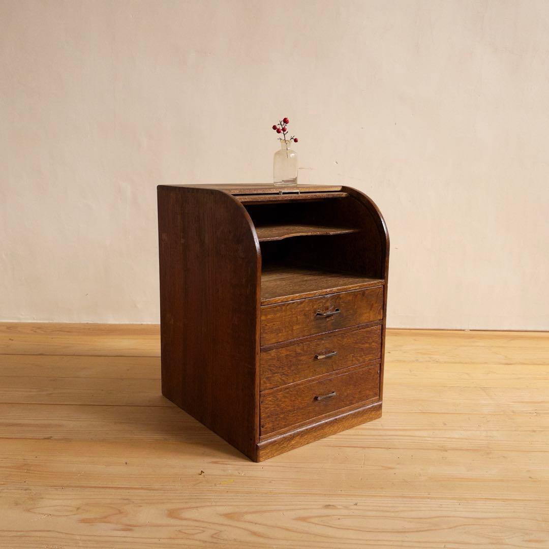 小物入れ　ロールトップ　蛇腹式　希少　収納棚　チェスト　古道具　古家具