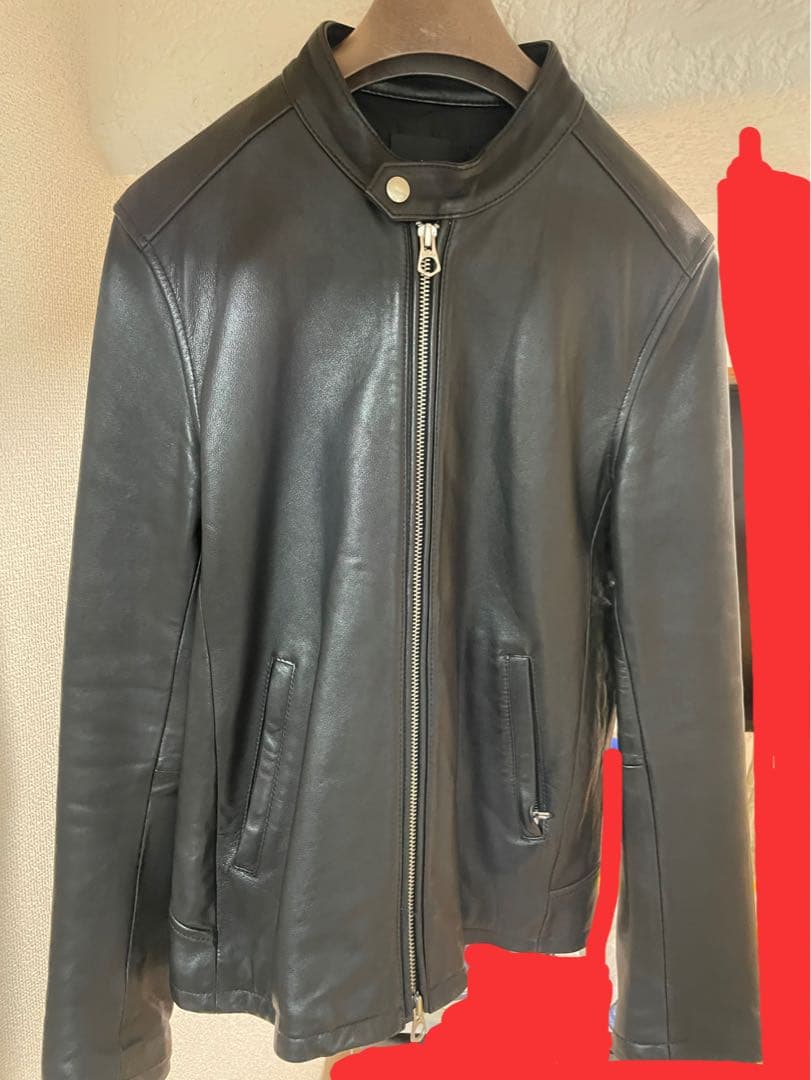 HARE ブラックレザーシングルライダースジャケット