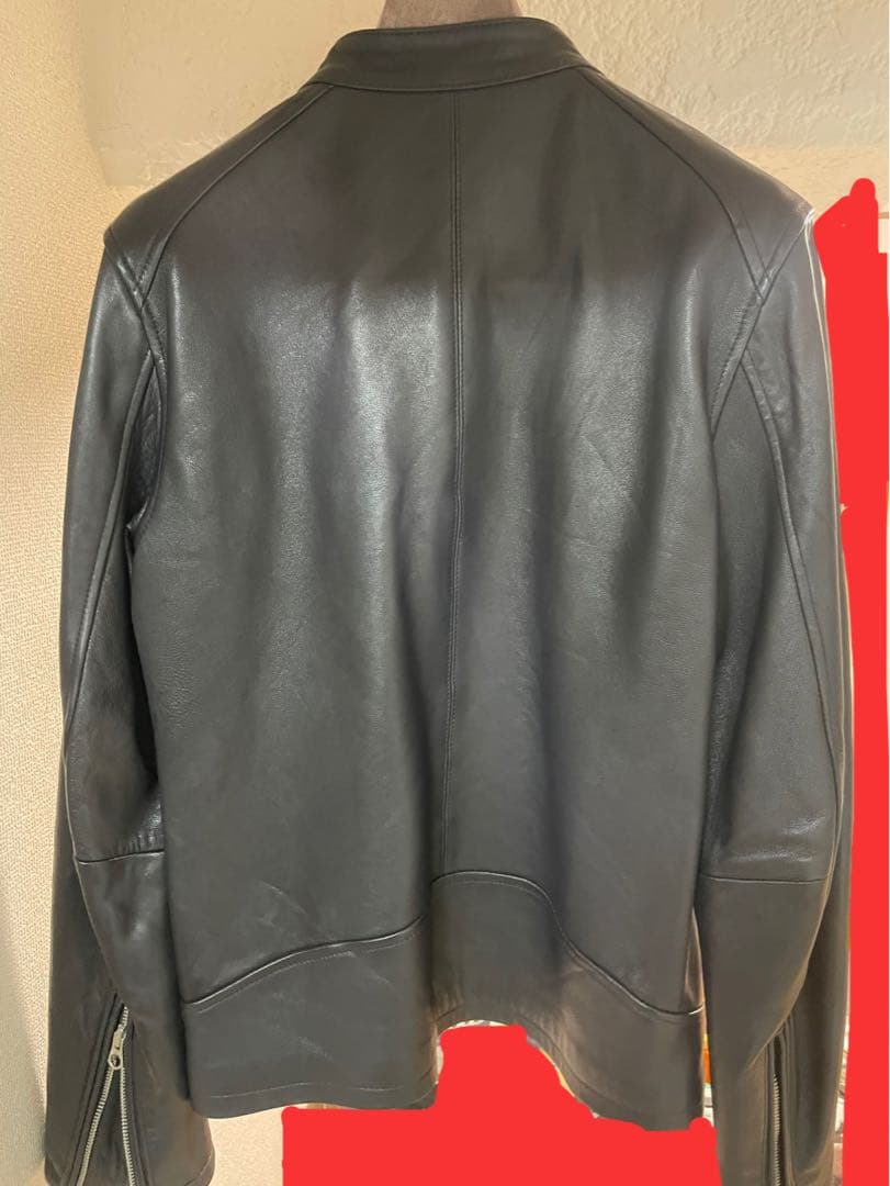 HARE ブラックレザーシングルライダースジャケット