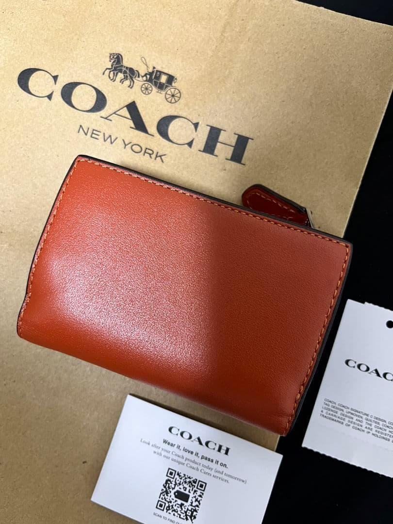 COACH コーチ 折り財布 マイクロウォレット ミニ財布 オレンジ