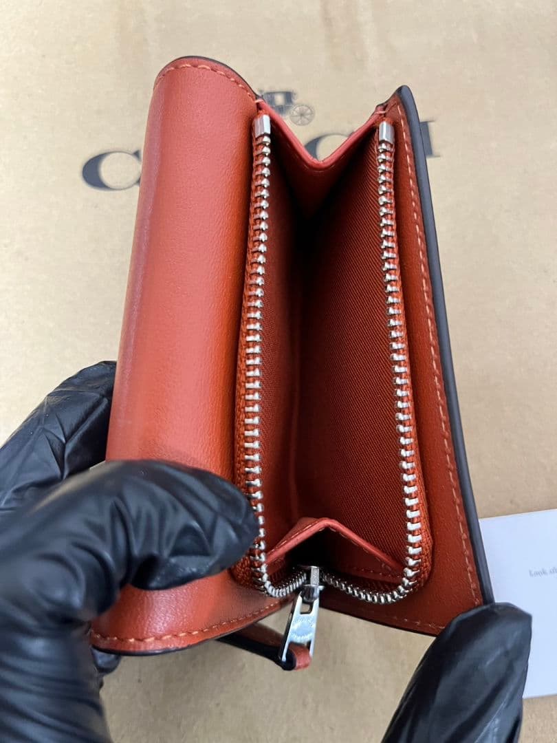 COACH コーチ 折り財布 マイクロウォレット ミニ財布 オレンジ