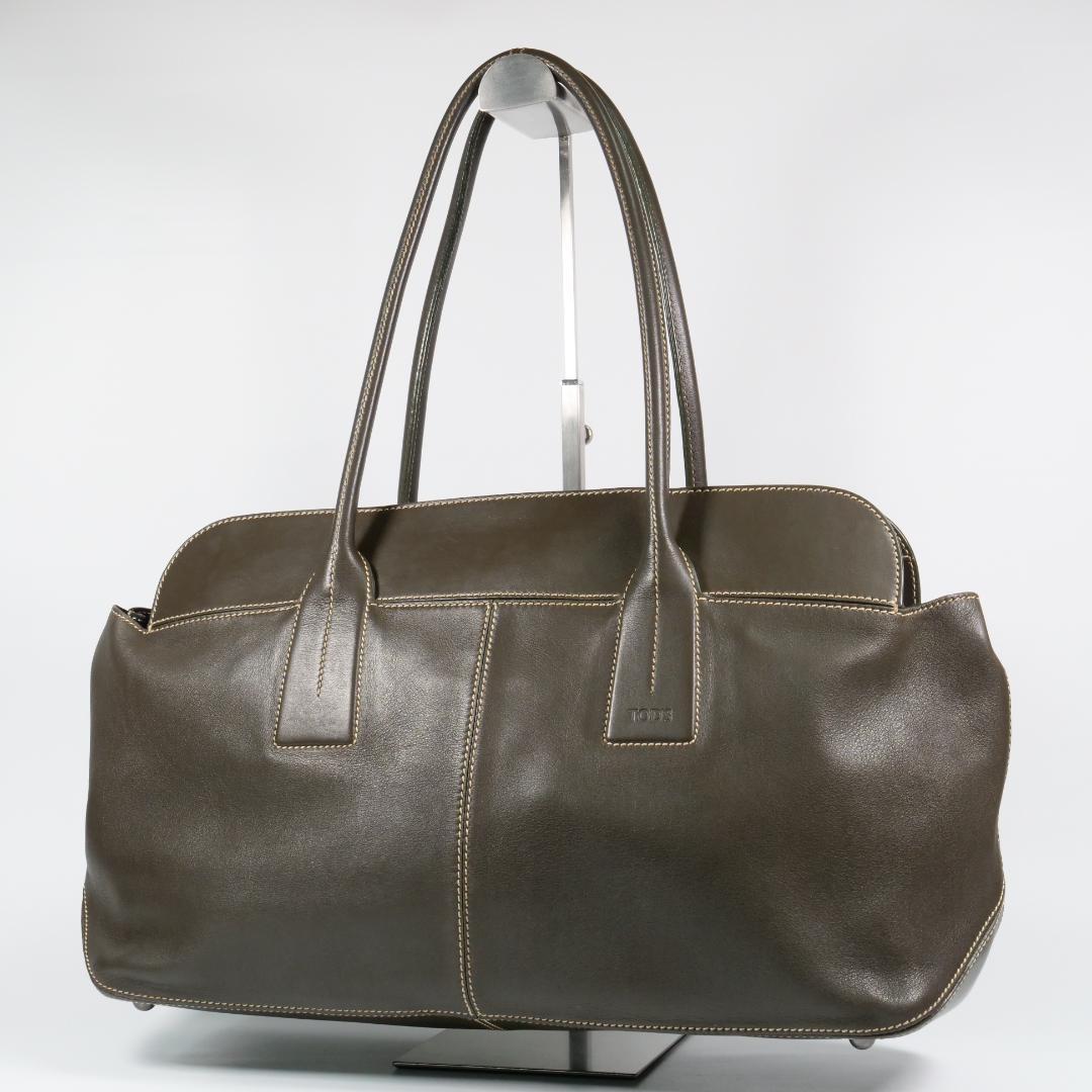 美品✨トッズ トートバッグ ショルダーバッグ レザー ダークブラウン