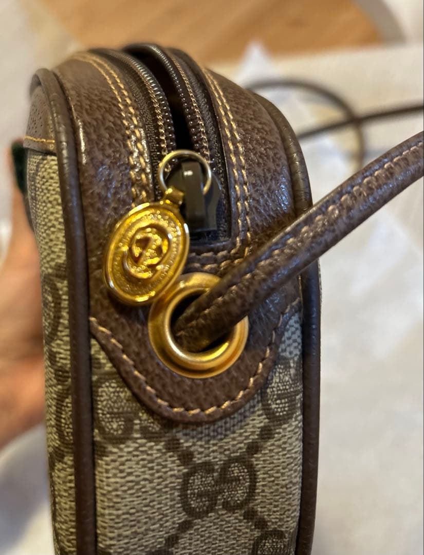 オールドグッチGGパターン シェリーライン　レザーショルダーバッグ