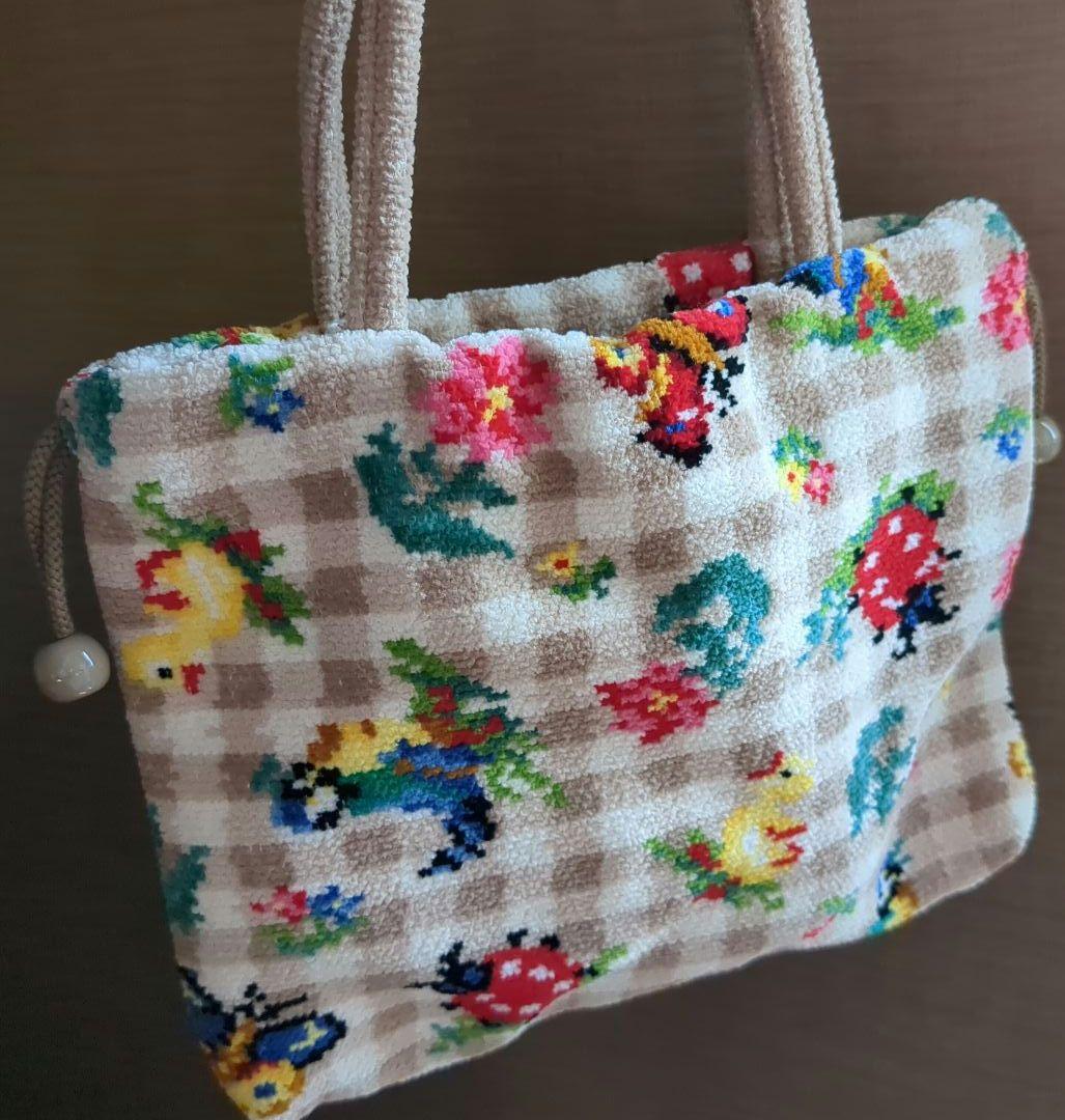 フェイラー ハイジ ハンドバッグ 巾着 チェック　ベージュ