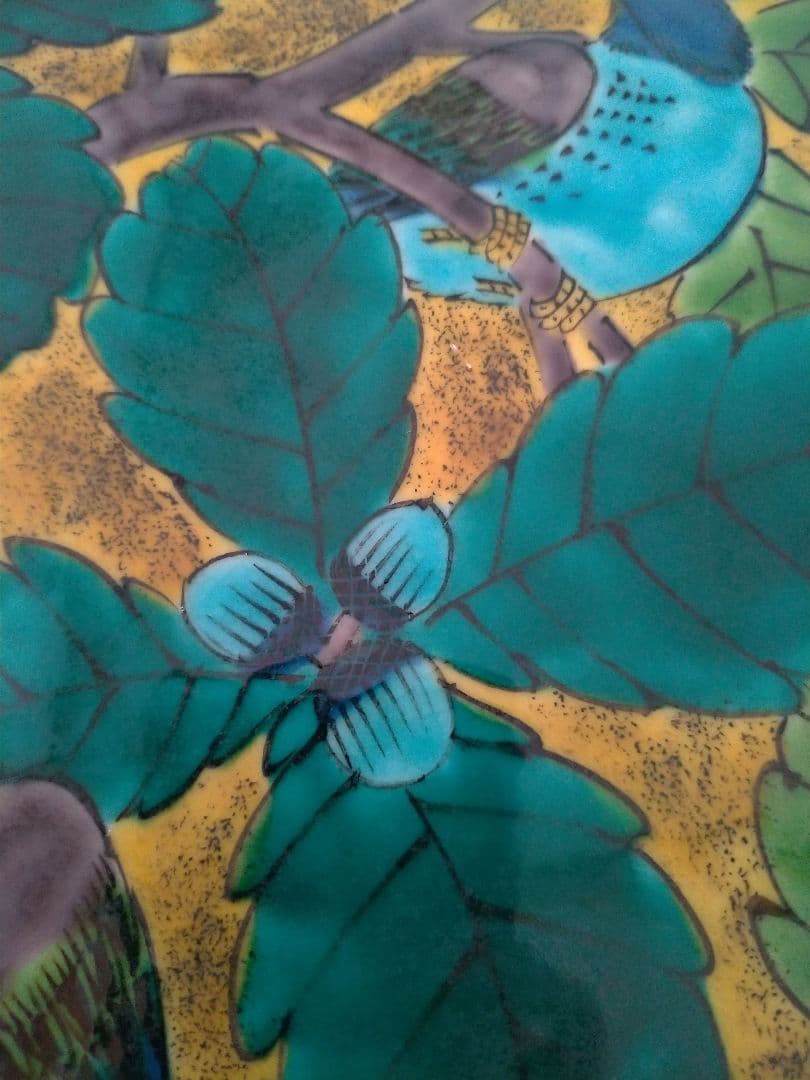 【金太郎様用】九谷焼 名工 二代 【山岸 政山】青九谷 吉田屋双鳥図 飾皿