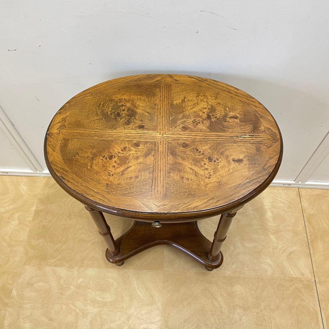 アンティーク調 サイドテーブル 花台 引き出し コンソール 飾り台 イタリア