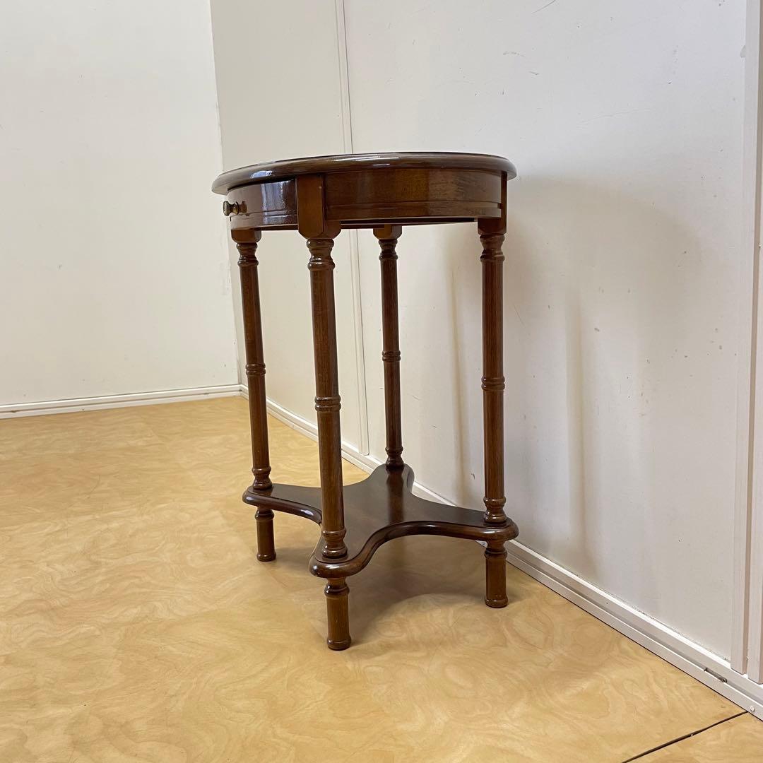 アンティーク調 サイドテーブル 花台 引き出し コンソール 飾り台 イタリア