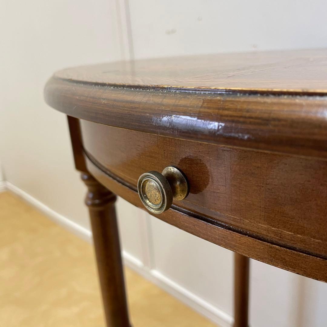 アンティーク調 サイドテーブル 花台 引き出し コンソール 飾り台 イタリア